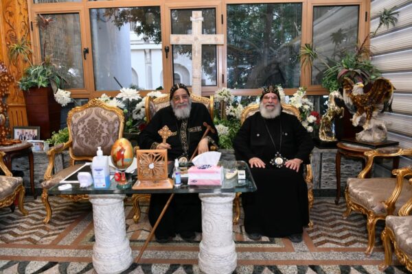 H.H. Pope Tawadros II Receives H.G. Bishop Aghabious, Bishop & Abbot of St. Bishoy's Monastery, Wadi El-Natroun