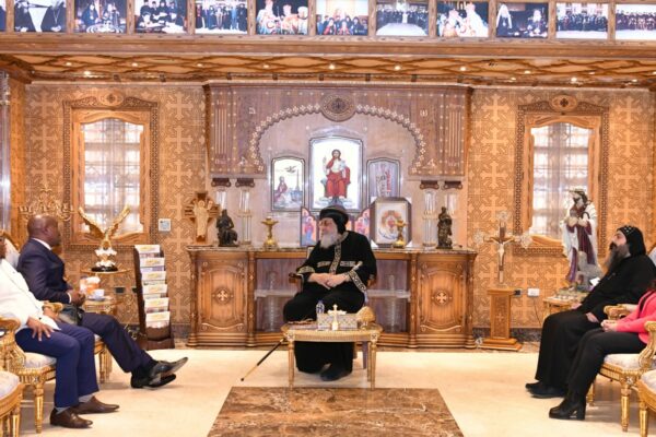 H.H. Pope Tawadros II Receives Ambassador of South Africa to Egypt to Condole the Passing of the Three Monks