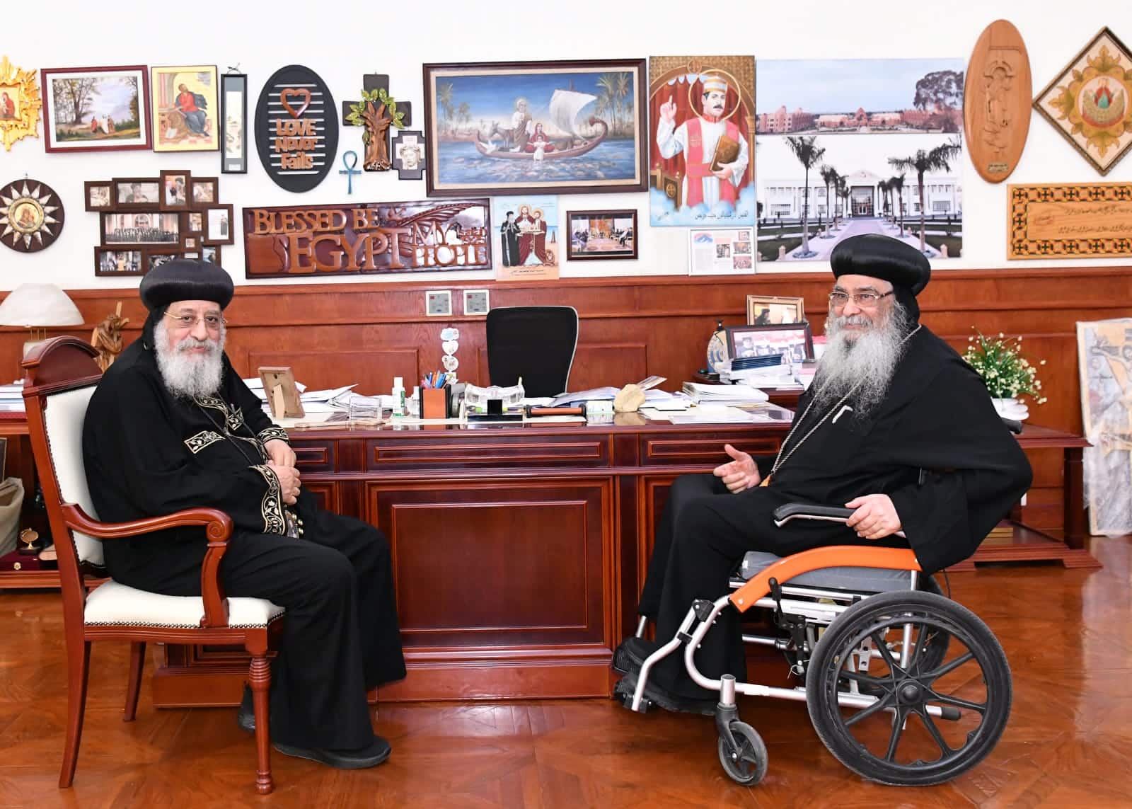 H.H. Pope Tawadros II Receives H.E. Metropolitan Abraam, Metropolitan of Fayoum and the Abbot of its Monasteries