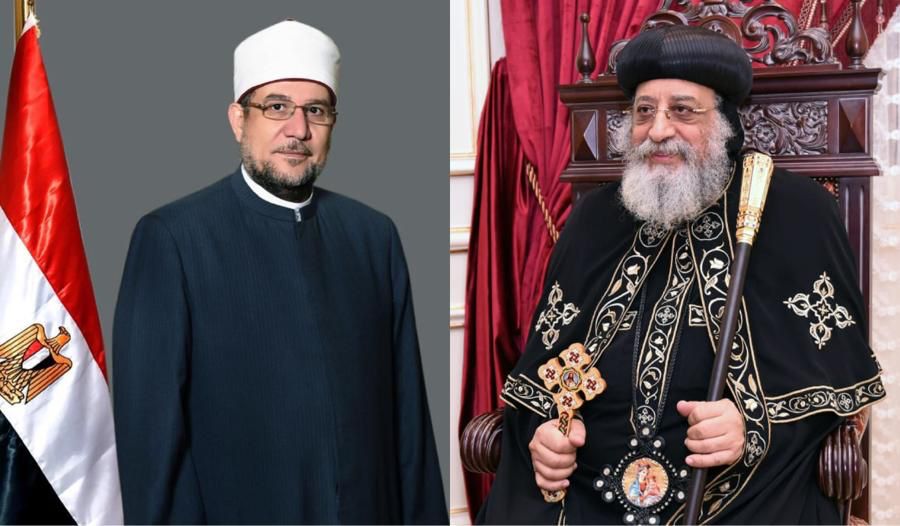 H.H. Pope Tawadros II congratulates His Eminence Dr. Muhammad Mukhtar Gomaa, Minister of Religious Endowments, on Eid Al-Adha