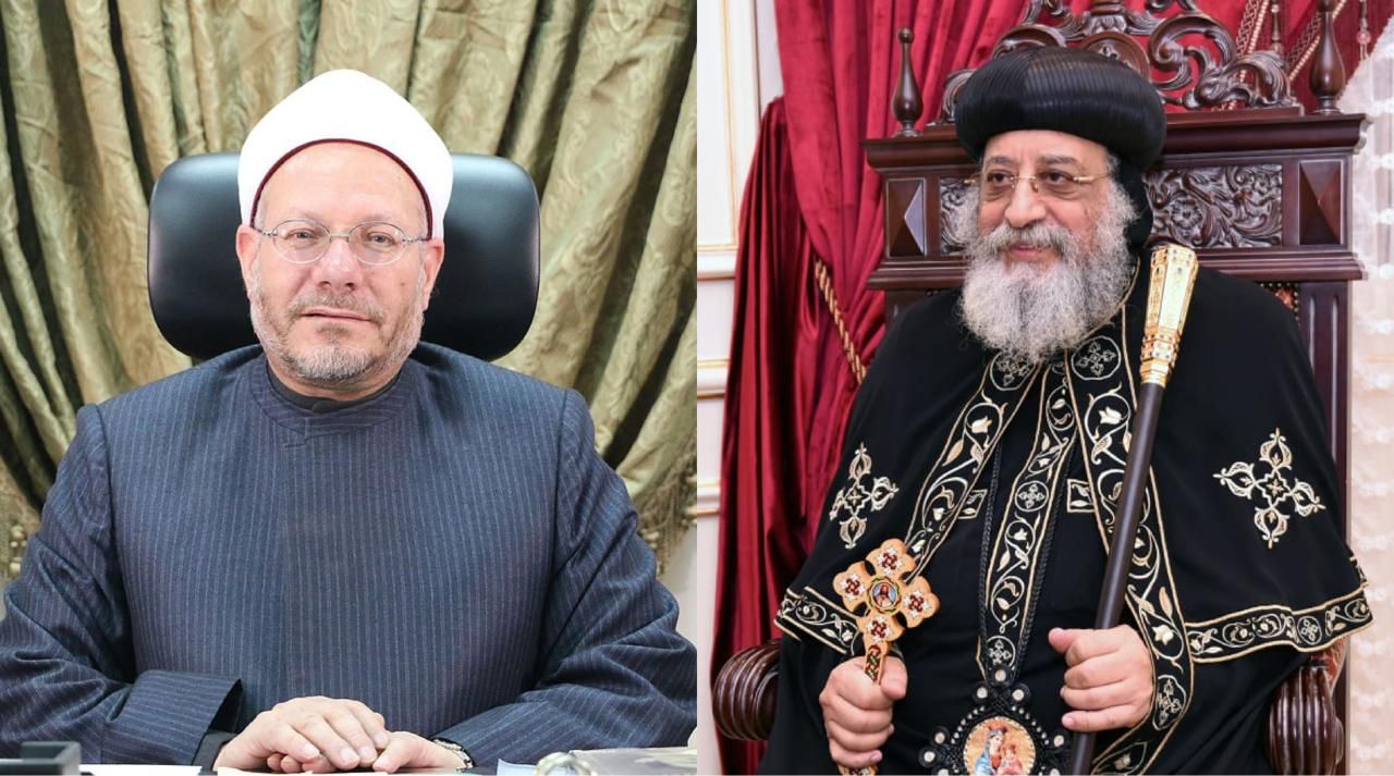 H.H. Pope Tawadros II congratulates His Eminence Dr. Shawki Allam, Grand Mufti of Egypt, on Eid Al-Adha